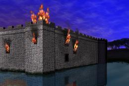 Castle on fire